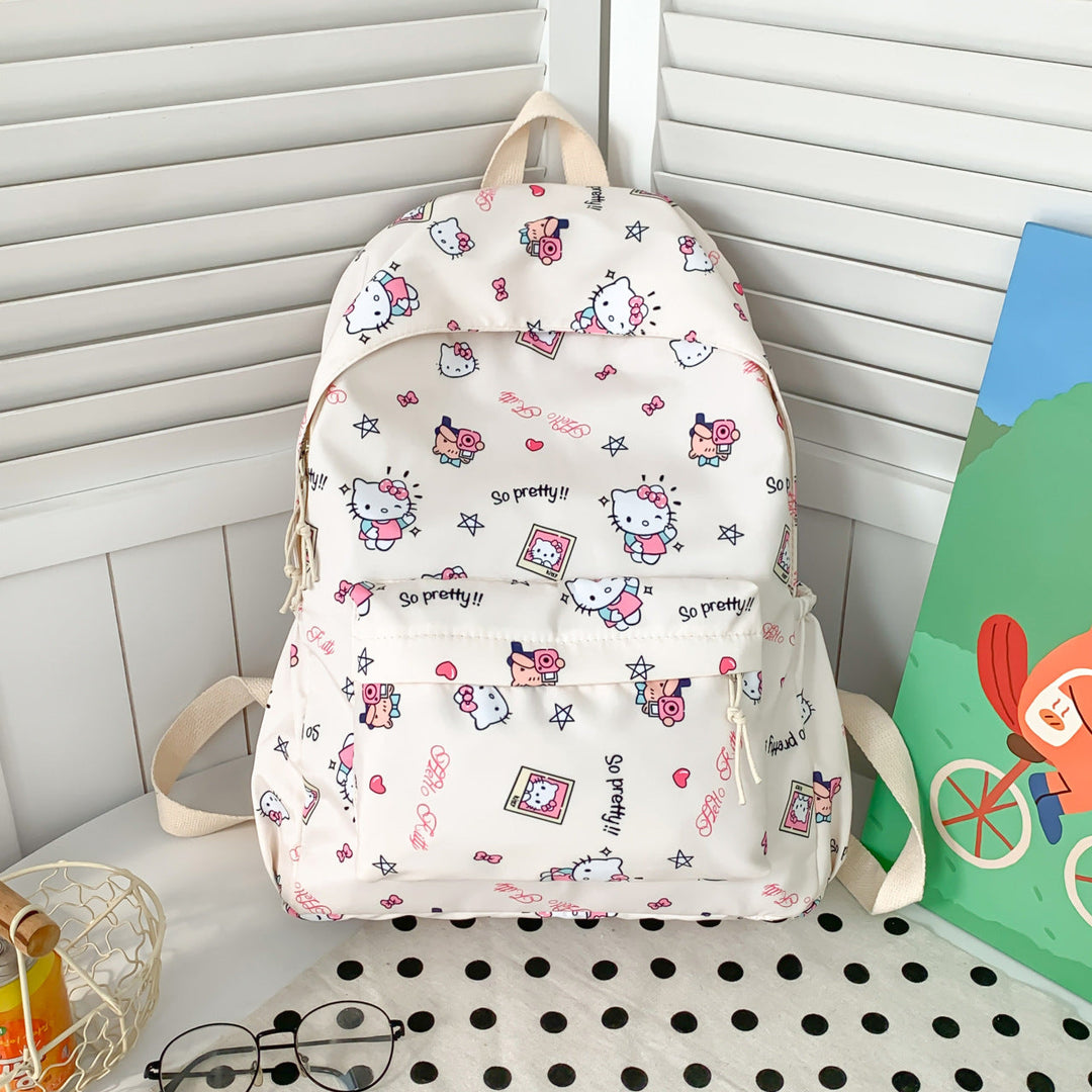 Cute Character Print School Backpack