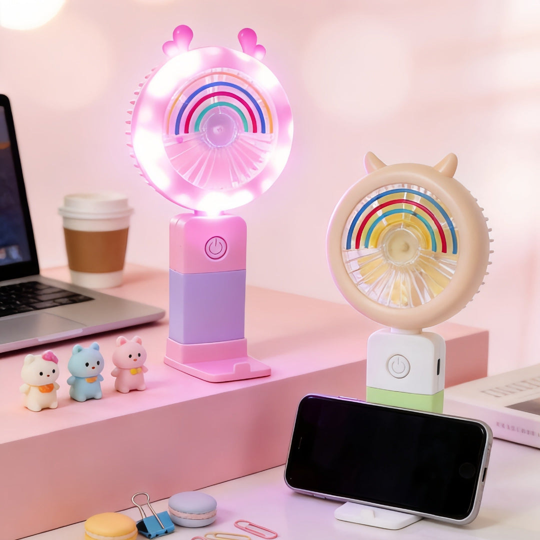 Women's Portable LED Hand Fan with Creative Light Effects Kalsten