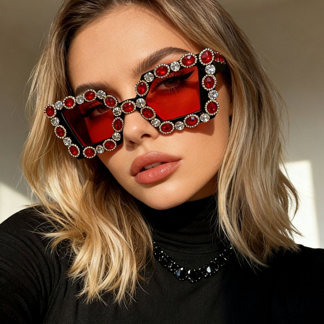 Ladies Glamorous Designer Sunglasses with Rhinestone-Embellished Frame Kalsten