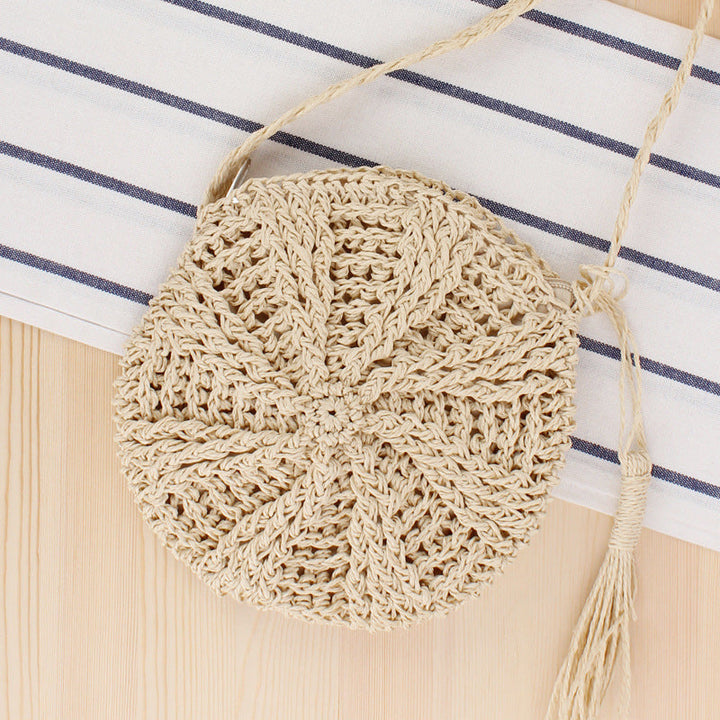 Handbag Made of Hand-Knotted Natural Material with Fringed Detail Kalsten