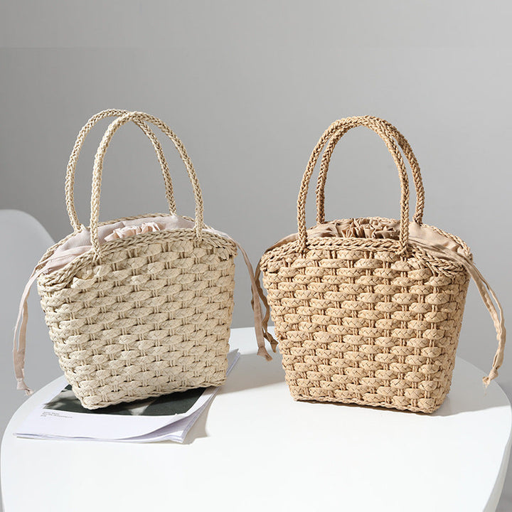 Handmade straw bag with adjustable inner lining Kalsten