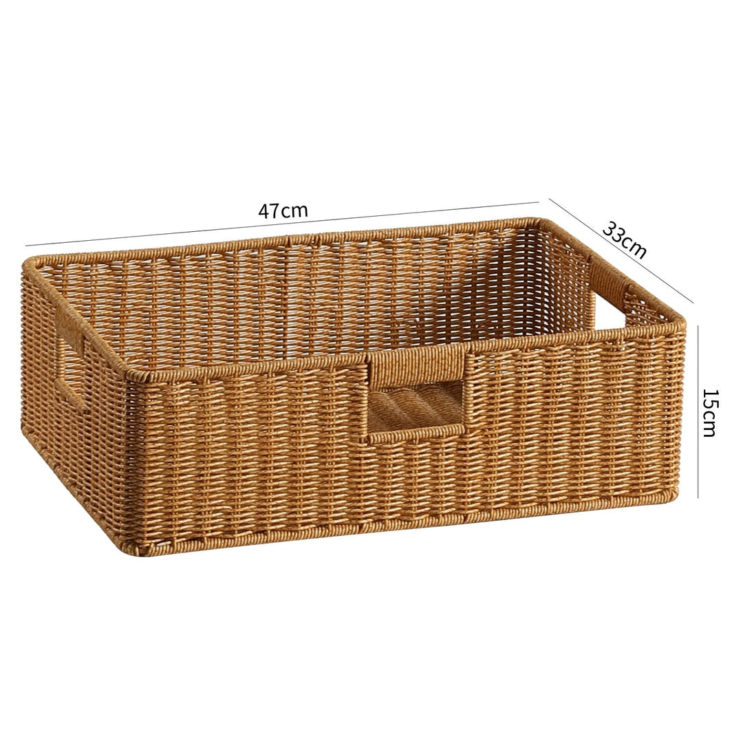 Handwoven Rectangular Storage Basket with Cut-Out Handles Kalsten