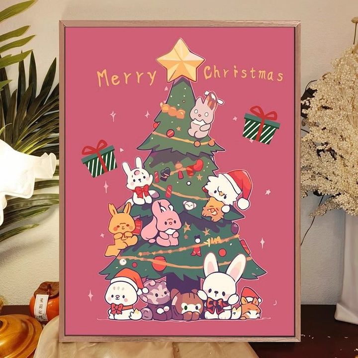 Whimsical Cat-Themed Holiday Canvas Art Print Kalsten