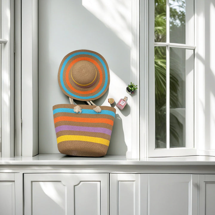 Beach bag with colorful stripes Kalsten