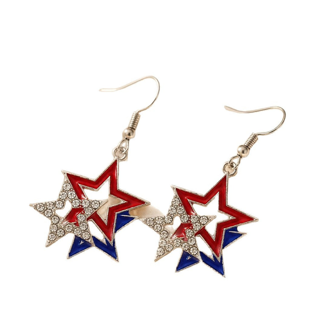 Women's Statement Earrings made of enamel with star and stripe motif and crystal embellishment Kalsten