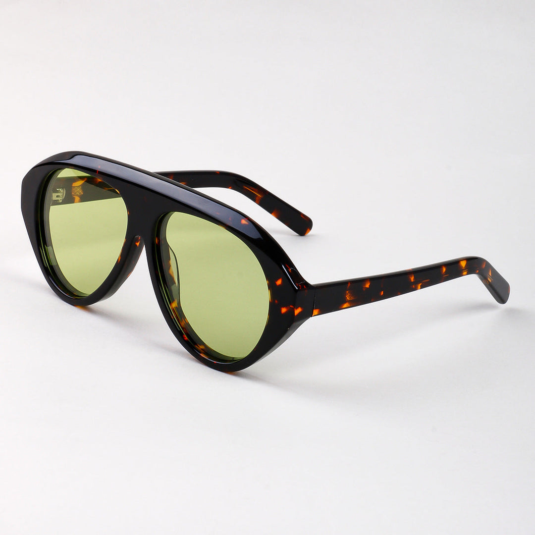 Women's Statement Sunglasses with Wide Frame and Green Lenses Kalsten