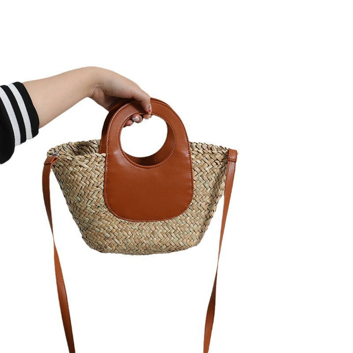 Fashionable handbag with combined leather handle Kalsten