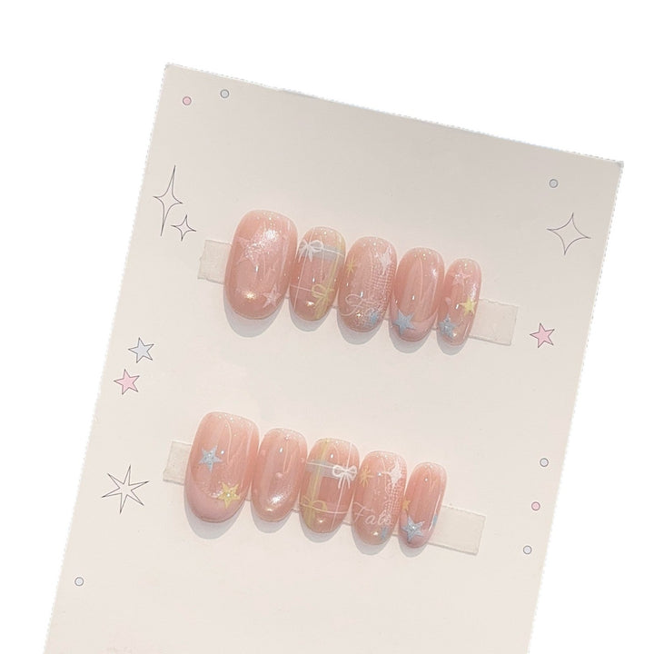 Artificial nails with romantic star and glitter motifs Kalsten