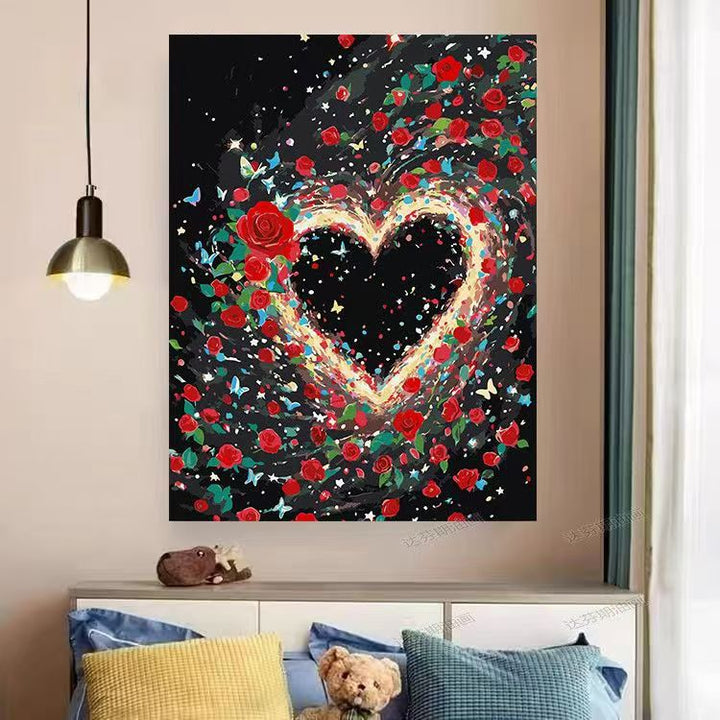 Heart and Floral Swirl Canvas Artwork Kalsten