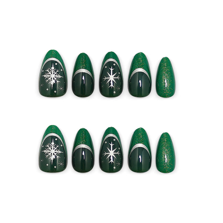 Glamorous artificial nails with intricate Christmas design Kalsten