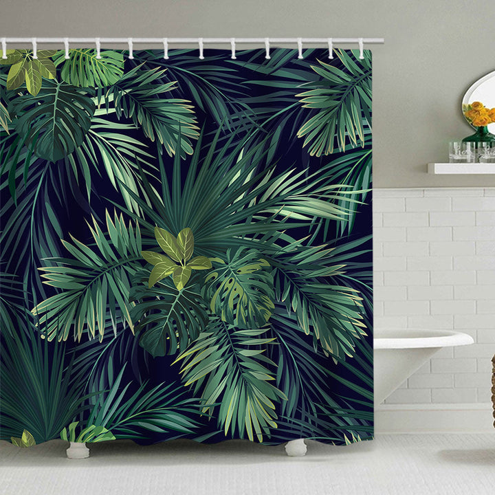 Tropical Leaf Print Shower Curtain Kalsten