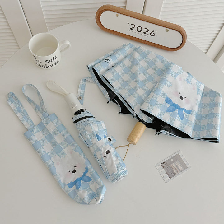 Ladies Foldable Umbrella with Playful Dog Design Kalsten