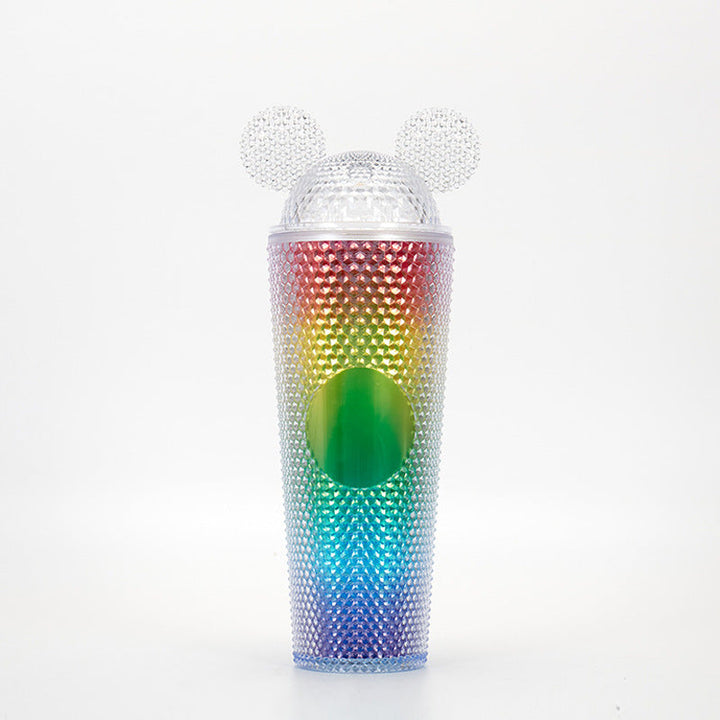 Studded Textured Reusable Tumbler With Decorative Ear-Top Screw Lid