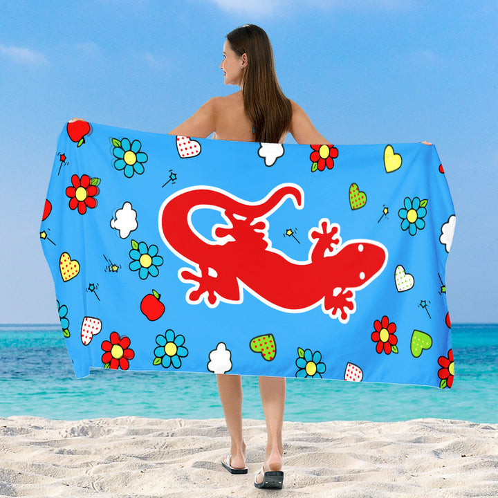 Beach towel with cheerful salamander and ice cream design Kalsten