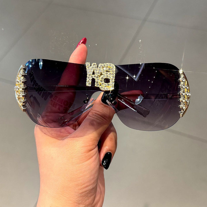 Women's Fashion Oversized Sunglasses with Rhinestone Applications Kalsten