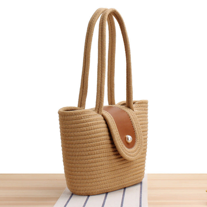Elegant basket bag with leather flap closure Kalsten