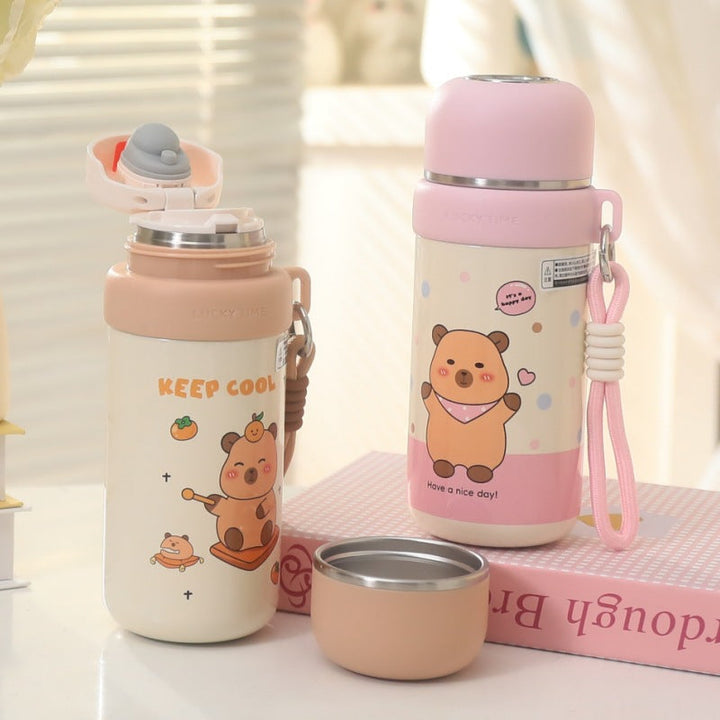 Women's Insulated Thermos Bottle with Fun Bear Design Kalsten
