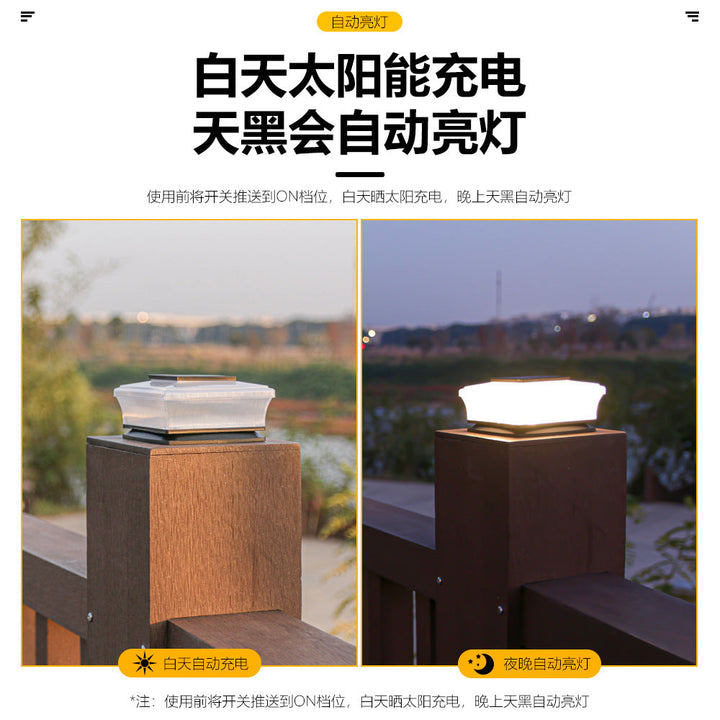 Low-Profile Solar Deck Post Cap Light With Warm Ambient Glow Kalsten