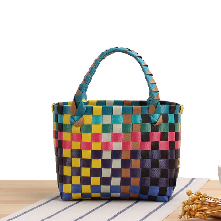 Handcrafted Tote Bag in Modern Check Pattern Kalsten