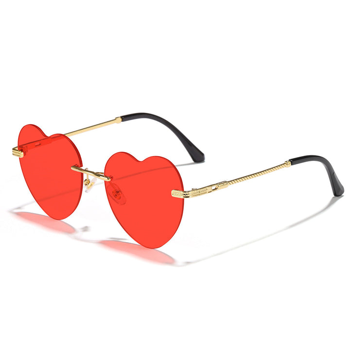 Women's Heart-Shaped Sunglasses with Mirrored Lenses and Gold Frame Kalsten