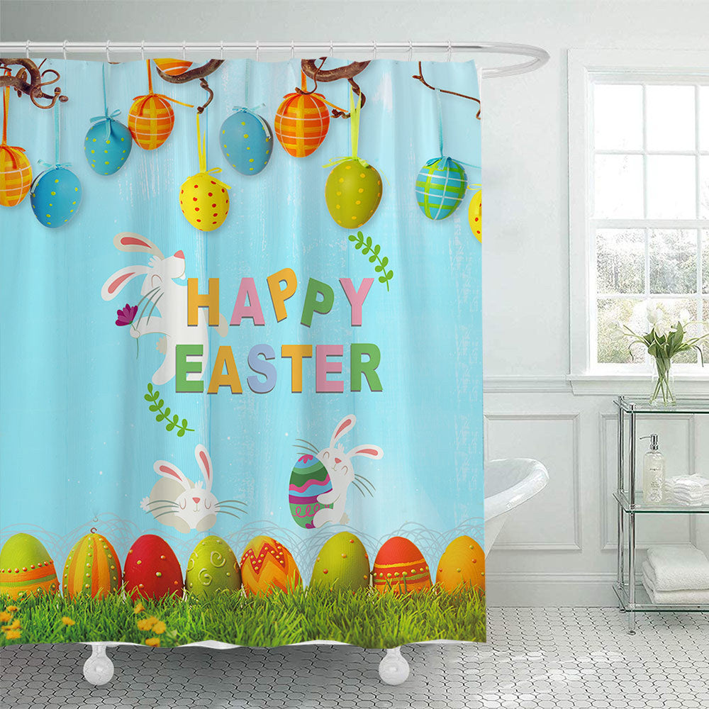 Whimsical Bunny Print Shower Curtain Kalsten