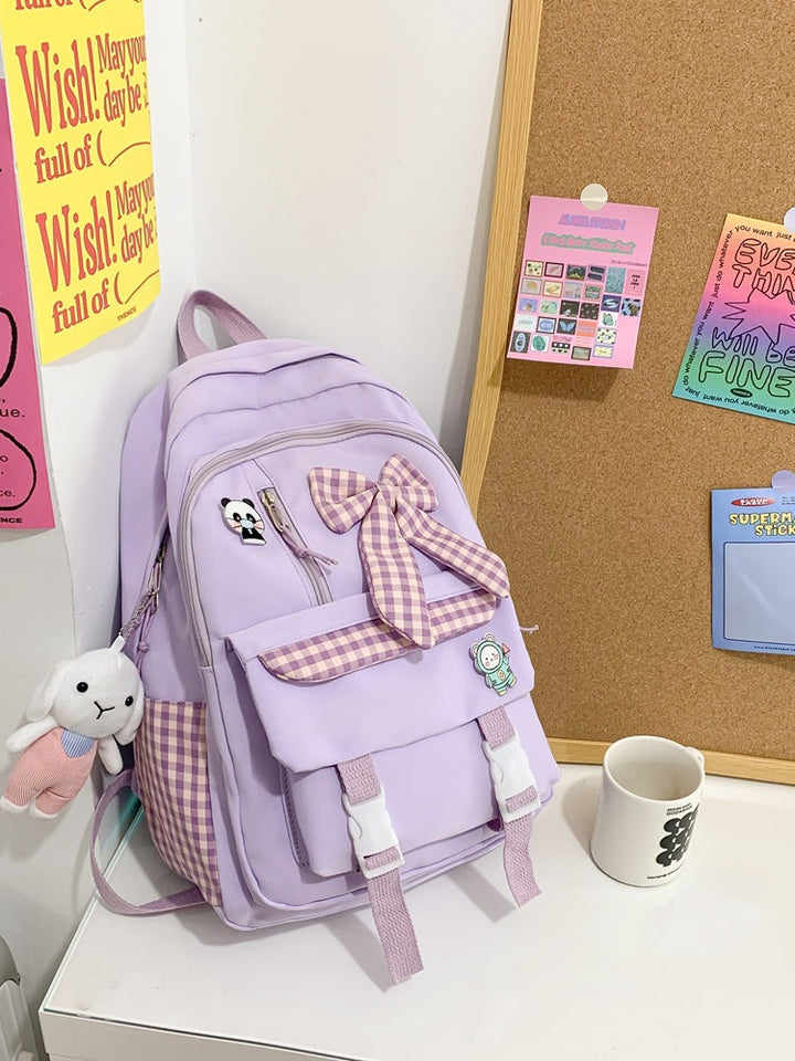 Charming Bow-Embellished School Backpack