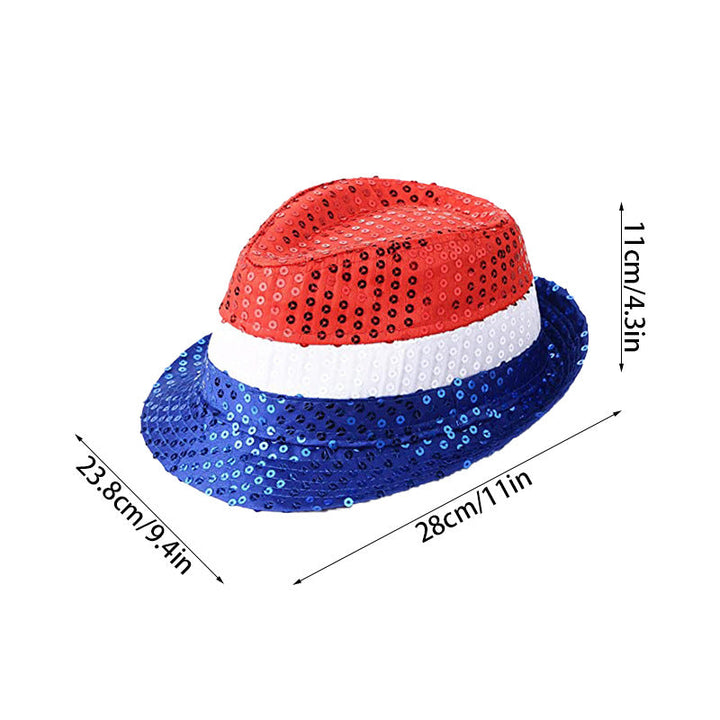 Women's Independence Day sequin flag-inspired hair bow clip with alligator clasp and rhinestone center Kalsten
