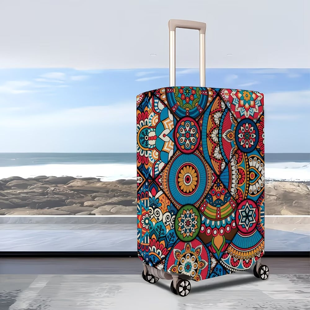 Unisex nan elastic suitcase cover with mandala pattern and telescopic handle compatibility Kalsten