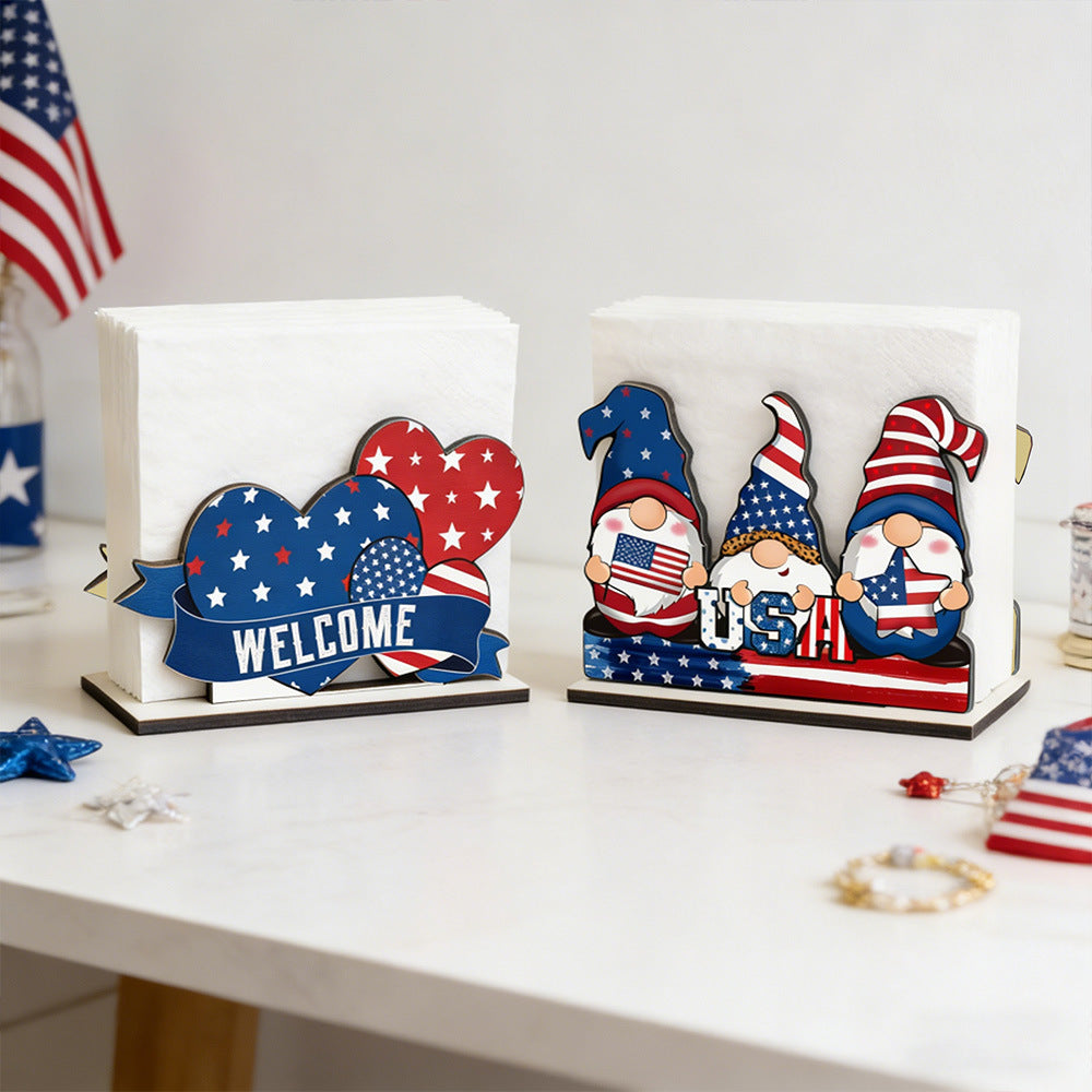 Unisex decorative wood figure set American design gnome table display Kalsten