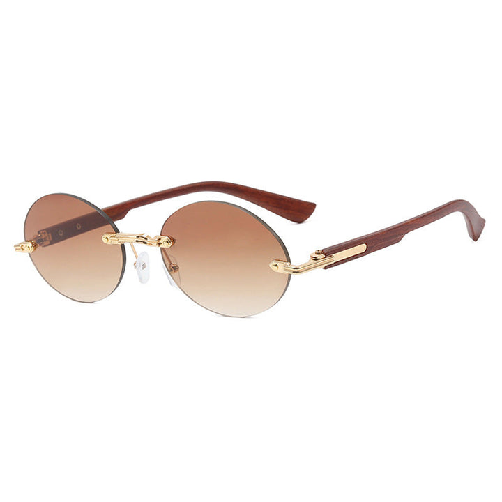Women's round sunglasses with elegant wooden frame and UV protection Kalsten