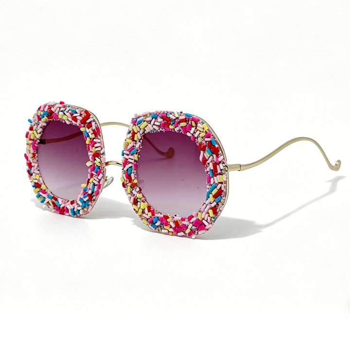 Ladies creative designer sunglasses with colorful jewelry frame Kalsten