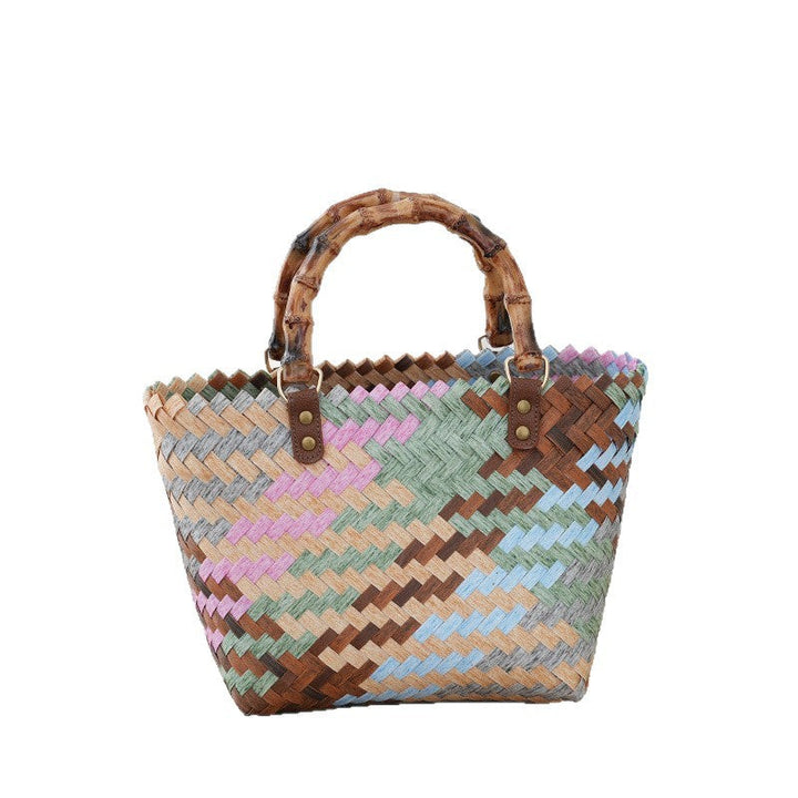 Bamboo Handle Bag Made of Braided Material Kalsten