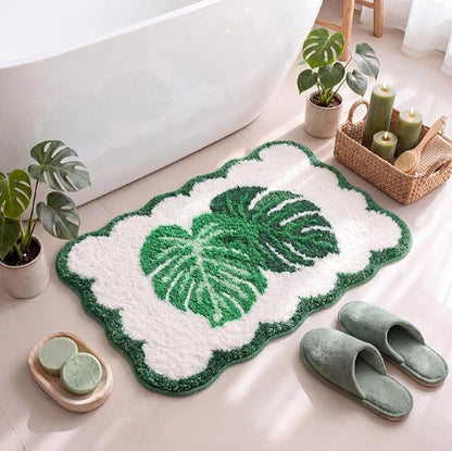Plush Leaf-Design Bath Mat Acalora