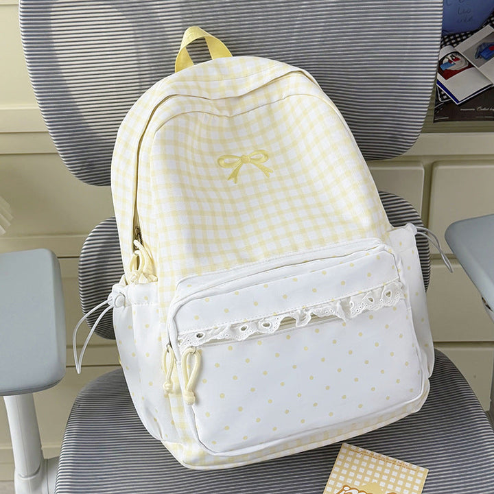 Playful Gingham and Polka Dot Backpack Kalsten