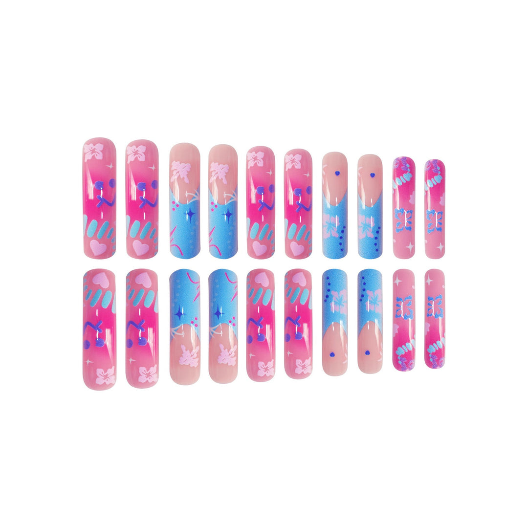 Artistic Press-On Nail Extensions With Floral Designs Kalsten