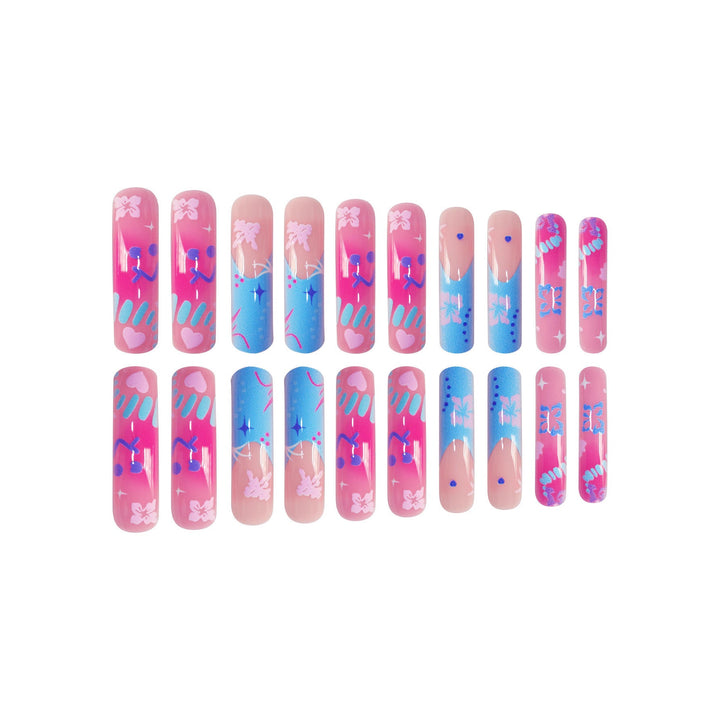 Artistic Press-On Nail Extensions With Floral Designs Kalsten