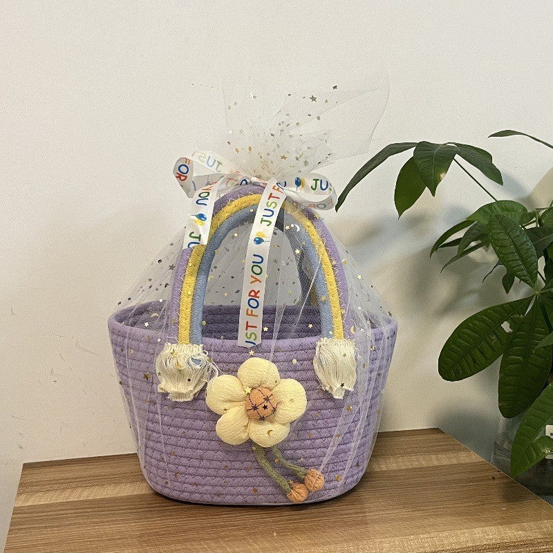 Women's handmade basket bag with color-coordinated handle accents Kalsten
