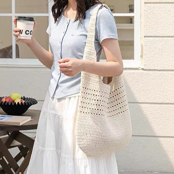 Handbag Made of Hand-Crocheted Natural Material Kalsten