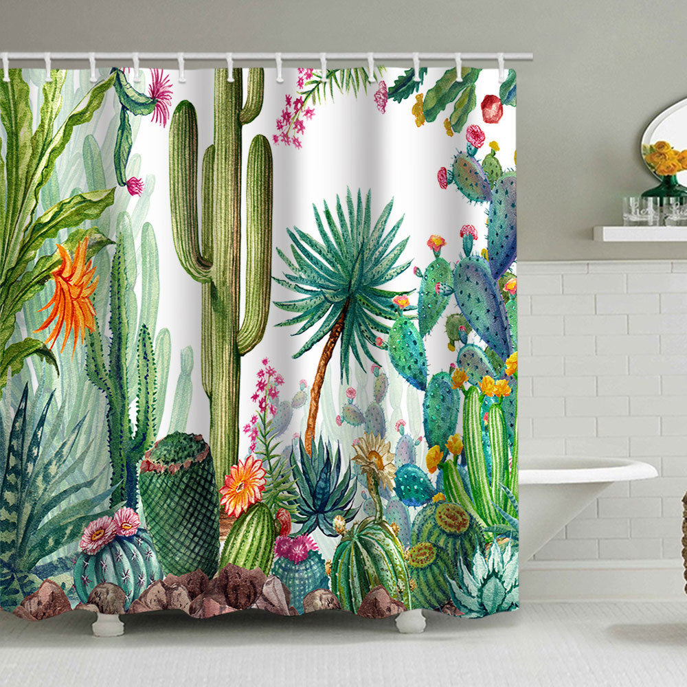 Cactus Garden-Themed Shower Curtain Kalsten