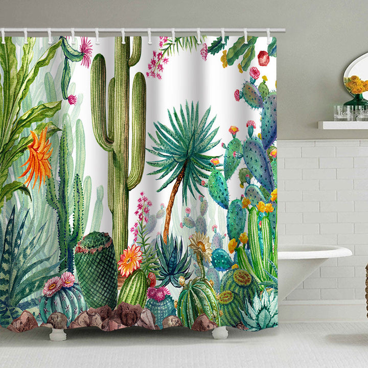 Cactus Garden-Themed Shower Curtain Kalsten