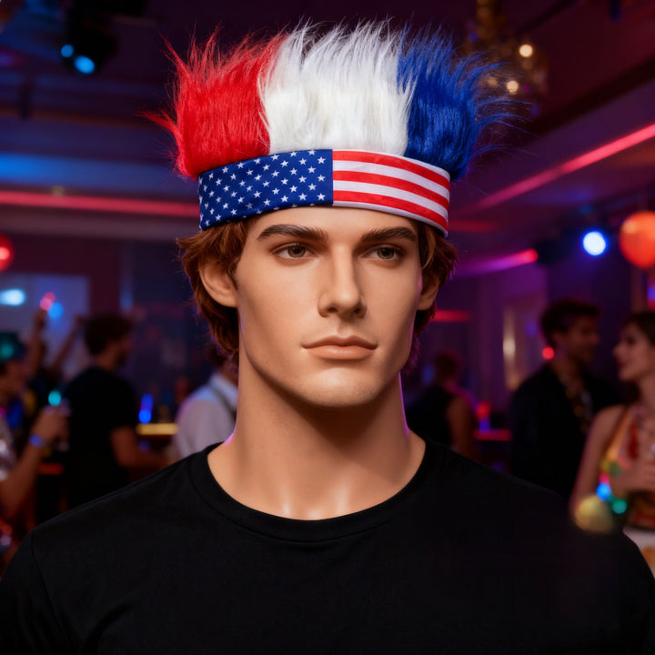 Independence Day novelty synthetic hair wig headband with American flag band Kalsten
