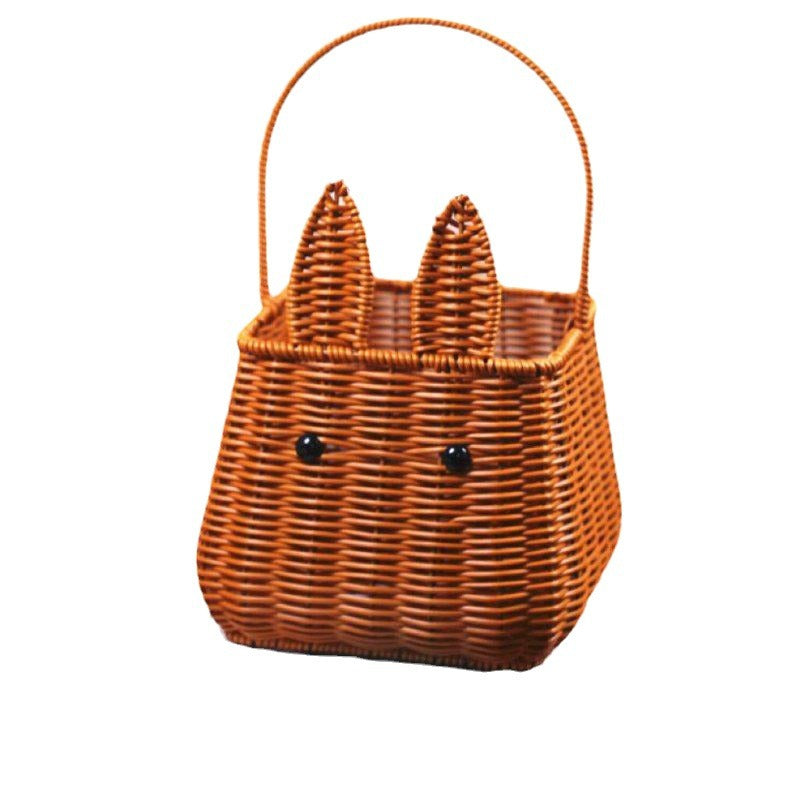 Whimsical Rabbit-Shaped Woven Basket Kalsten