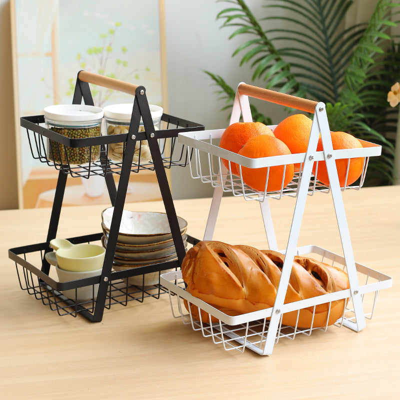Sturdy Two-Tier Metal Storage Basket Kalsten