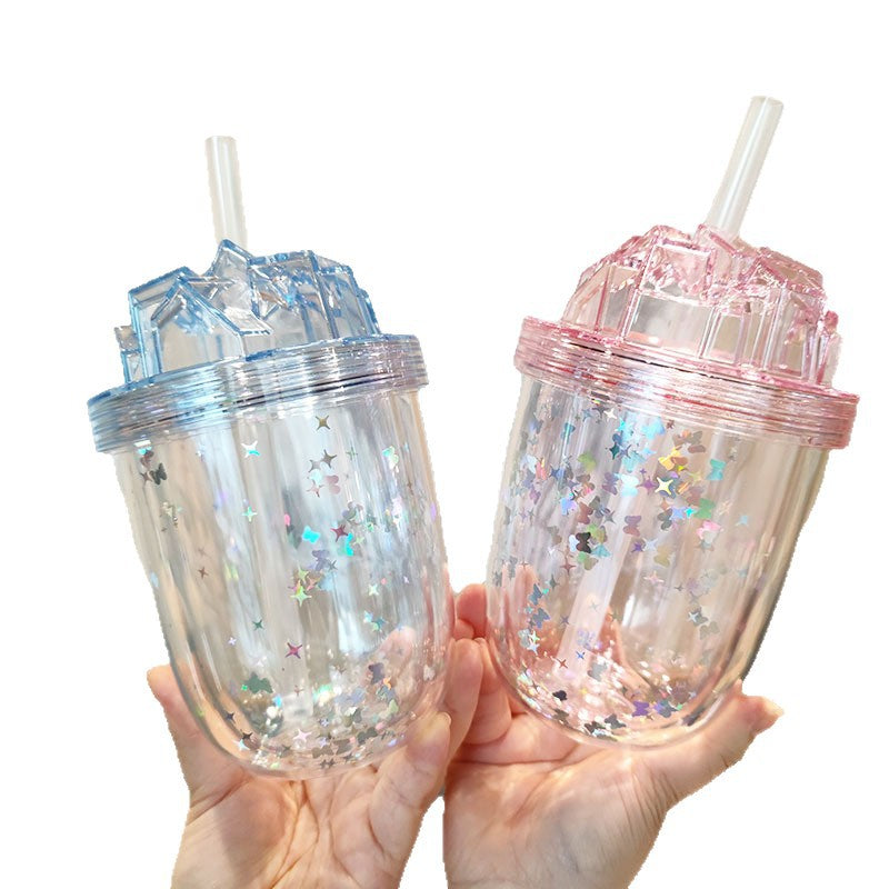 Women's Glittering Drinking Cups with Straw Kalsten