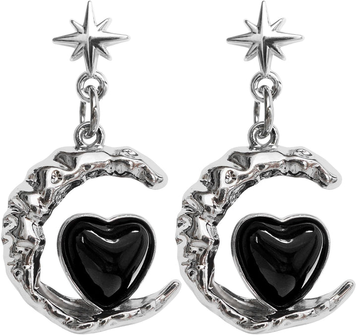 Artistic Moon and Heart Dangle Earrings Kalsten