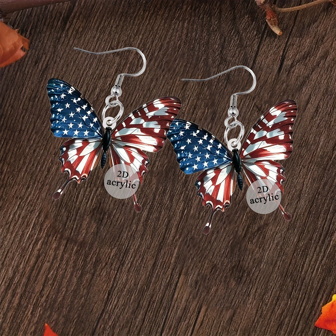Ladies playful Gnome earrings made of acrylic with patriotic stars-and-stripes motif and skin-friendly hooks Kalsten