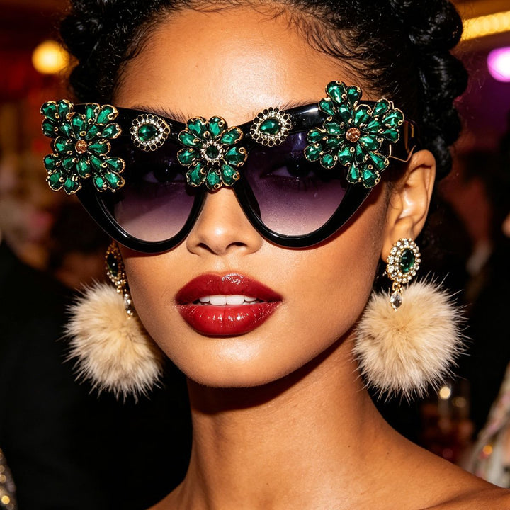 Women extravagantly decorated Cat-Eye sunglasses Kalsten