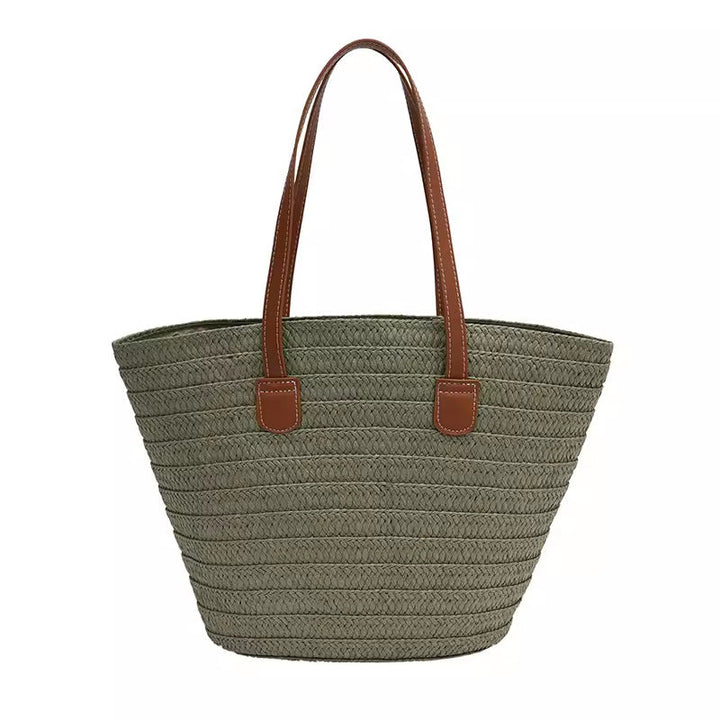 Elegant and Spacious Straw Bag with Leather Handles Kalsten