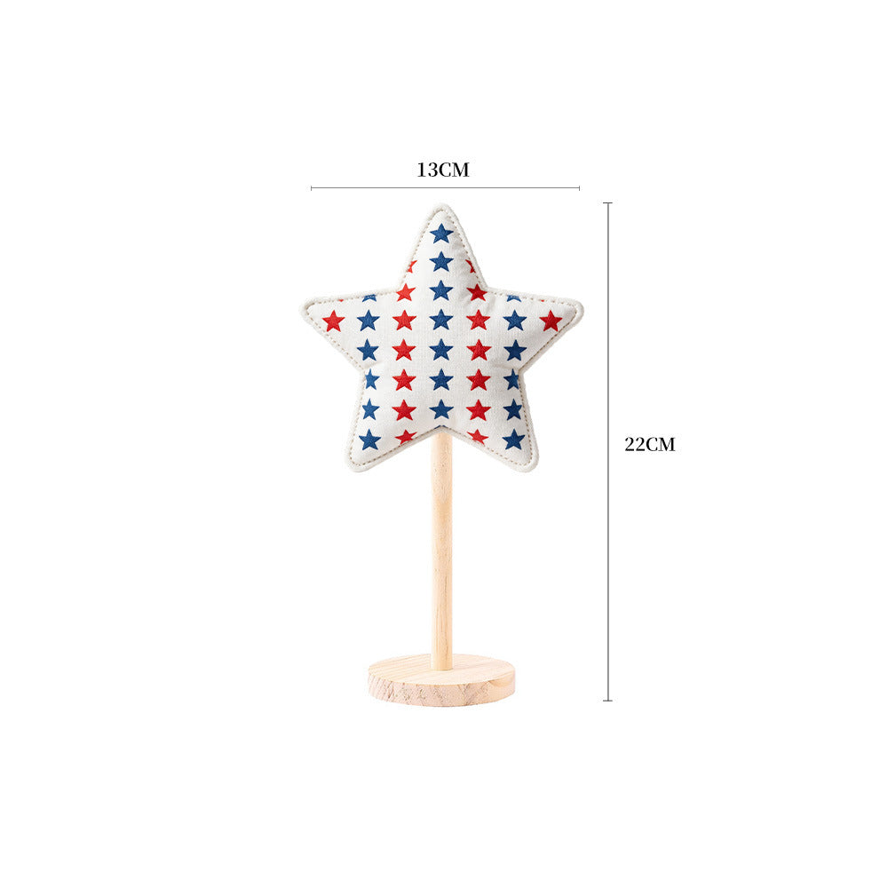 Unisex decorative fabric star display with wooden base Kalsten
