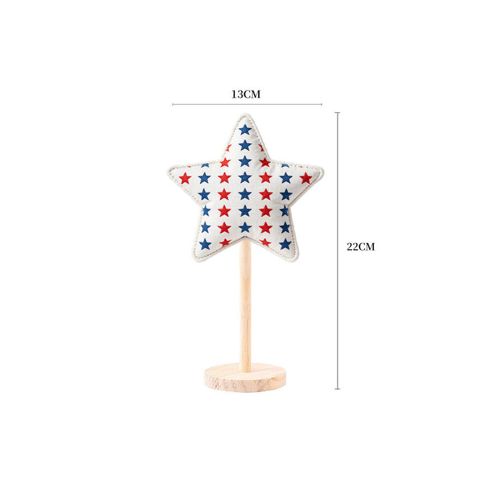 Unisex decorative star decoration figures made of fabric on wooden stand Kalsten
